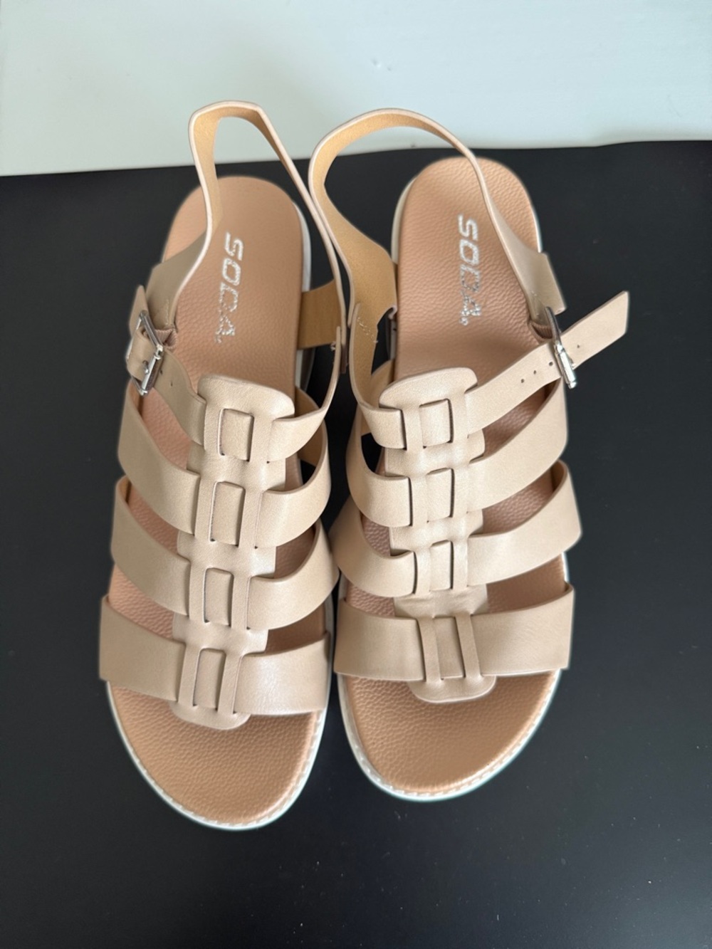 Soda Beige Multi-Strap Slingback Sandals